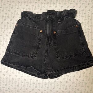 Zara Black High Waist Shorts with Ruffled Waist
